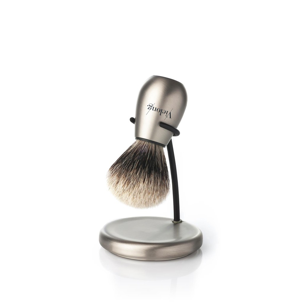Vielong Wave White Badger Brush Shaving Set (Aluminium & Nickel)